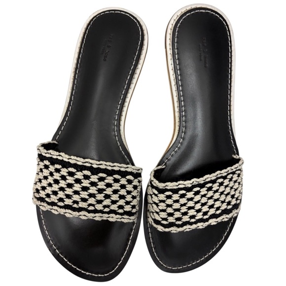 rag & bone Melrose Crochet Flat Slide – Black/Ivory – 9.5 – New, Unworn - Picture 4 of 6